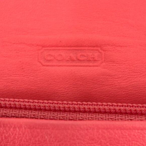 Coach Leather Bonnie Slim Envelope Wallet Double Zipper Coral and Pink 8 Inch - Picture 7 of 13